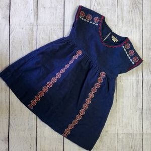 Embroidered navy dress 3T